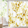 MitoVilla Yellow Floral Shower Curtain, Modern Plants Botanical Fabric Cloth Shower Curtains for Rustic Vintage Bathroom Decor, Fall Watercolor Eucalyptus Leaf, 72x72