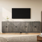 Fluted Sideboard Buffet Cabinet with Storage - 57" Credenza Coffee Bar Cabinet with 4 Doors, Accent Kitchen Storage Cabinets with Adjustable Shelves for Living & Kitchen, Entryway, Modern