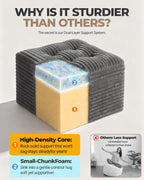23.6in Pouf Ottoman, Corduroy Footstool Foot Rest Floor Seating | Dual-layer support with soft chunk-foam top & firm base. Ideal floor footrest & extra seating for living room, Dark Gray