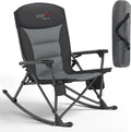 Rocking Camping Chair for Adults, Portable Chairs with Cup Holder and Side Pocket, Outdoor Folding Rocker Chair (Black)