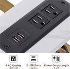VECELO C-Shaped End Side Table Set of 2, with Charging Station & Two USB Ports and Outlets for Living Room, Bedroom, with Adjustable Feet for Couch/Sofa, Bedside, Small Spaces， Gold