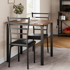GarveeHome 3-Piece Kitchen Dining Room Table Chair Set for Small Space, Indoor Modern Dinette Set for 2, Square Dinner Table Set for Dinette (Rustic Brown‌, Dining Table with 2 Chairs)