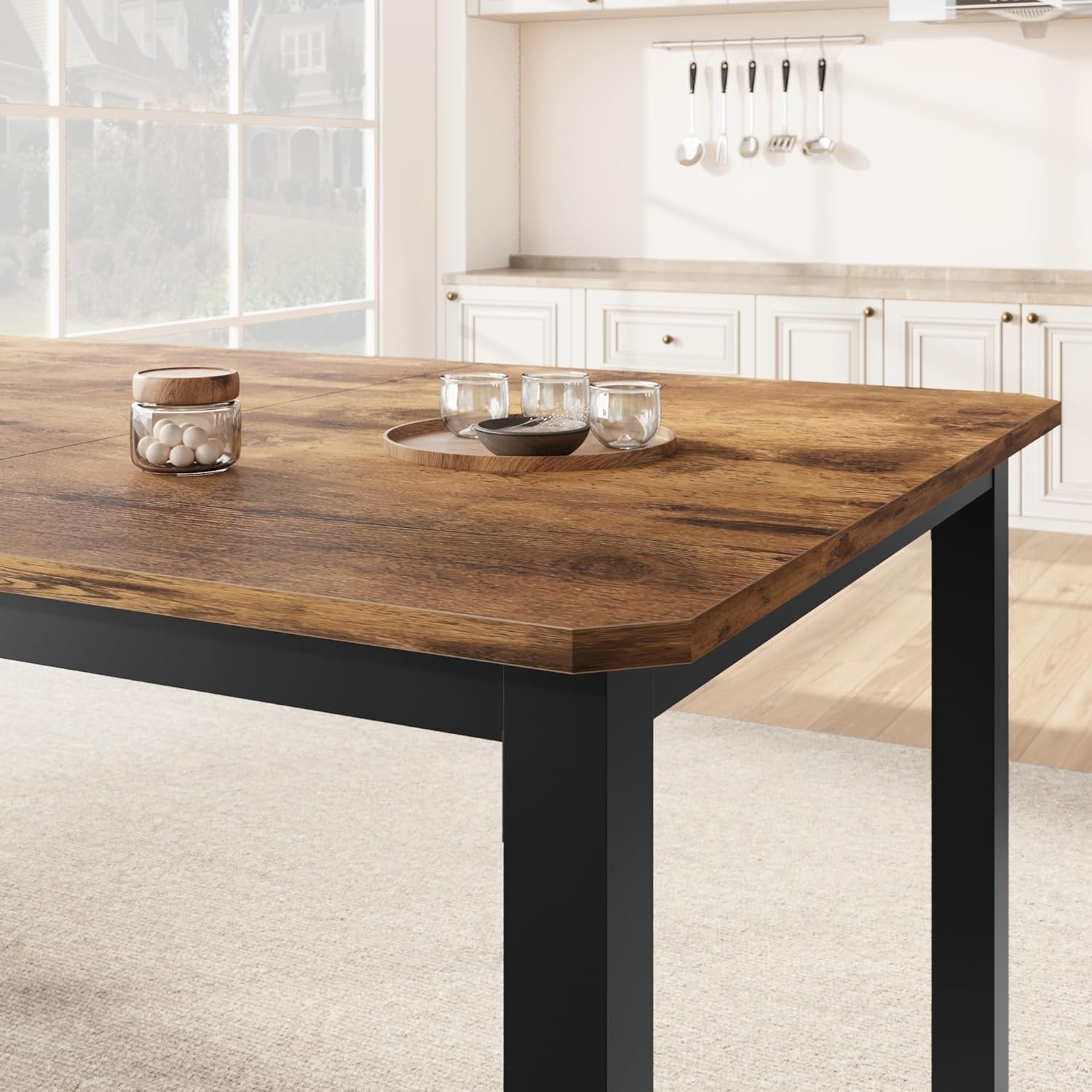 GAOMON 78 Inch Long Kitchen Table for 6-8, Dining Room Table for Kitchen Living Room, Large Dinner Tables, Industrial Indoor Restaurant Tables with Sturdy Metal Frame(Only Table) (Brown)
