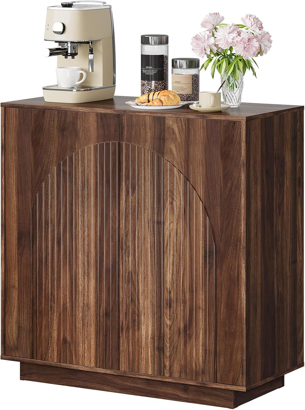 CHOEZON Buffet Cabinet, Sideboard Buffet Cabinet with Storage, Coffee Bar Cabinet, Push-to-Open Doors & Adjustable Internal Shelf, Buffet Table for Kitchen, Dining Room, Walnut MCB01HT