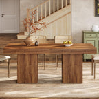 Tribesigns 39-Inch Square Dining Table for 4, Farmhouse Small Kitchen Dinner Eating Table with Sturdy Pedestal Base, Wooden Dining Room Furniture for Dining Room, Kitchen, Apartments (Walnut)