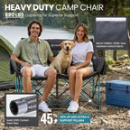 FUNDANGO Double Camping Chair, Oversized Padded Camping Loveseat for Adults, Heavy Duty Folding Camping Couch for 2 Person, Portable Outdoor Sofa with Cup Holders for Lawn, Sports, RV, Grey