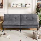 Vongrasig Futon Sofa Bed Velvet Futon Couch with Adjustable Backrest, Small Convertible Folding Sleeper Sofa Bed, Modern Loveseat for Living Room, Bedroom and Small Space, (Gray)