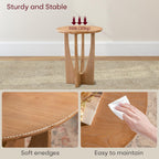 Wood Side Table, Modern Round End Table with Curved Leg, Mid-Century 24.80" Bedside Table for Living Room Bedroom Office