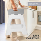 Vigar Compact Folding Step Stool - 16 Inch 2 Step Foldable Step Stool for Adults, Lightweight Portable Stool with Handle, Non Slip Step Stool, Space-Saving Stool up to 330 lb - Gray
