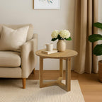 TUP THE URBAN PORT Nina 18.5" Round Handcrafted Side End Table | Natural Brown Mango Wood