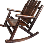 Rustic Log Wooden Rocking Chair, Handcrafted Solid Fir Wood Outdoor Rocker for Porch, Patio, Heavy-Duty 700 LBS, Weather-Resistant Finish, Natural Charm (Deep Brown)