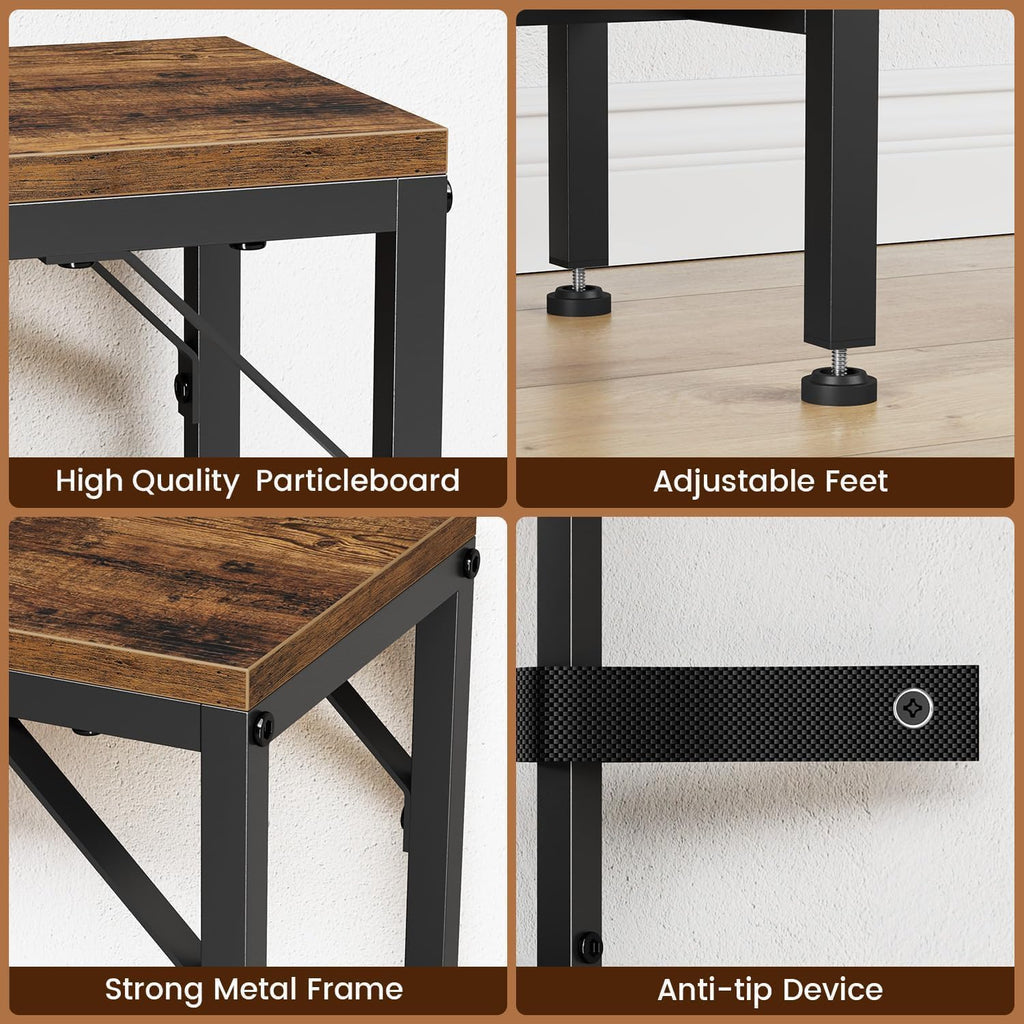 Asgolion Narrow Console Table, 47.2" Long Entryway Table with Storage Basket, Hallway Table, Mordern Industrial Sofa Tables for Living Room, Bedroom, Foyer, Office, Anti-tip Kit, Rustic Brown