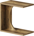 LITTLE TREE C Shaped End Table for Sofa & Bedroom - Small Side Table for Living Room, Over Couch Tray Stand for Laptop, Snacks, Books, Brown, 1 Pack