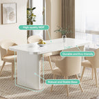 Tribesigns Dining Table for 4-6, Rectangular Wood Kitchen Tables with Double Pedestal, 62-Inch Dinner Tables for Dining Room, Living Room, Easy Assembly, Only Table (White)