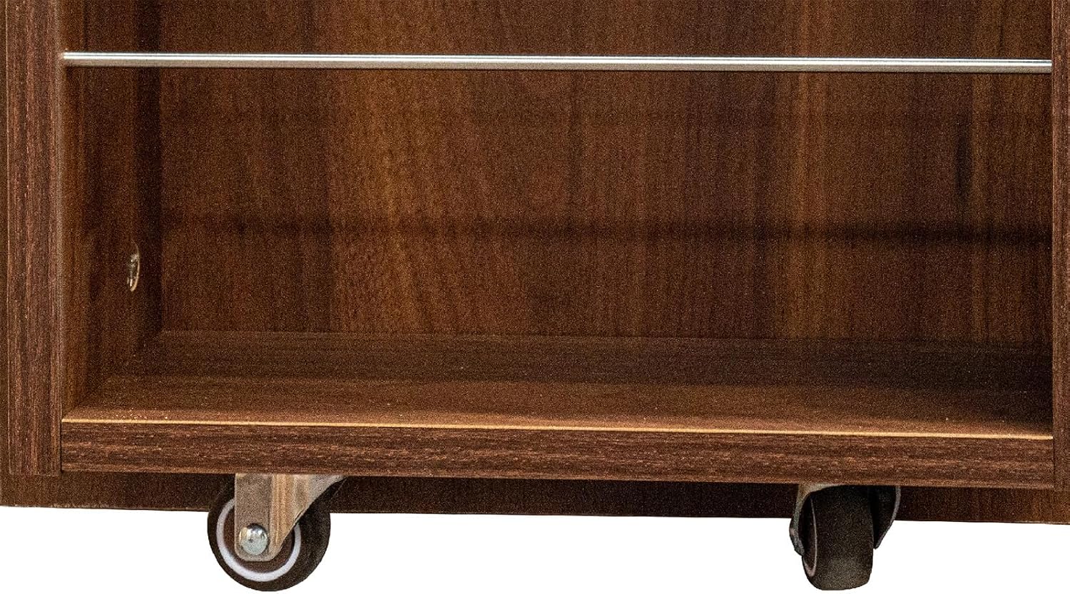22 in Deep Kitchen Pantry Storage Cabinet with Door Shelving Walnut | 180° Doors with Bottom Rollers, Adjustable Shelves