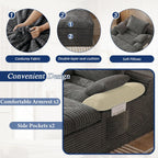 65" Chaise Lounge Chair Indoor, Oversized Chaise Lounge | No assembly | side pockets| Corduroy fabric | extra deep seat | double cushion | for living room bedroom apartment | Dark Grey