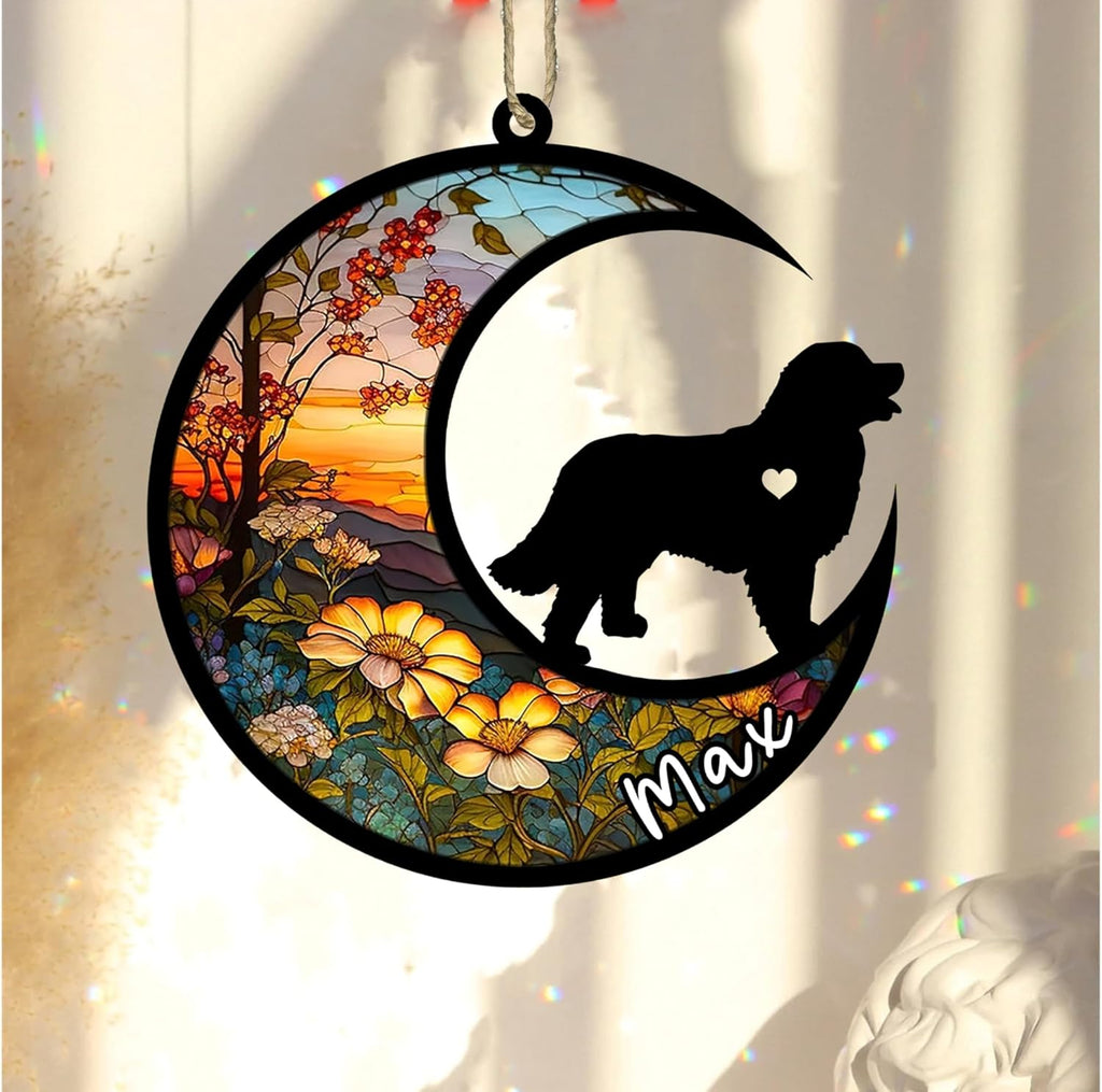 Personalized Dog Memorial, Custom Name Bernese Mountain Dog Christmas Ornament with Name, Custom Breeds, Pet Loss Light Catcher, Gifts for Lovers Loss of Pet Sympathy on Mothers Day Christmas