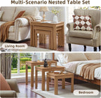 Joaxswe Farmhouse Nesting Tables Set of 3, Brown | Nesting Side Tables with Rounded Corners & 4 Thickened Table Legs & Foldable