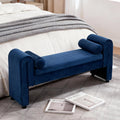 60.5" End of Bed Bench, Velvet Bedroom Bench,King Bed Bench,with 2 Pillows,Upholstered Bench,Suitable for End of Bed, Entryway Living Room,Bedroom. (Velvet Blue)
