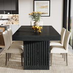 Tribesigns Dining Table for 4-6 People, 63 Inch Modern Rectangle Kitchen Table with Pedestal Base, Large Dinner Furniture for Dining Room, Kitchen, Living Room, Black