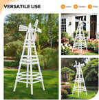 Wooden Windmill, Weather-Proof Wind Spinner, Outdoor Wind Mill for Garden Lawn Patio Decoration (White, Large)