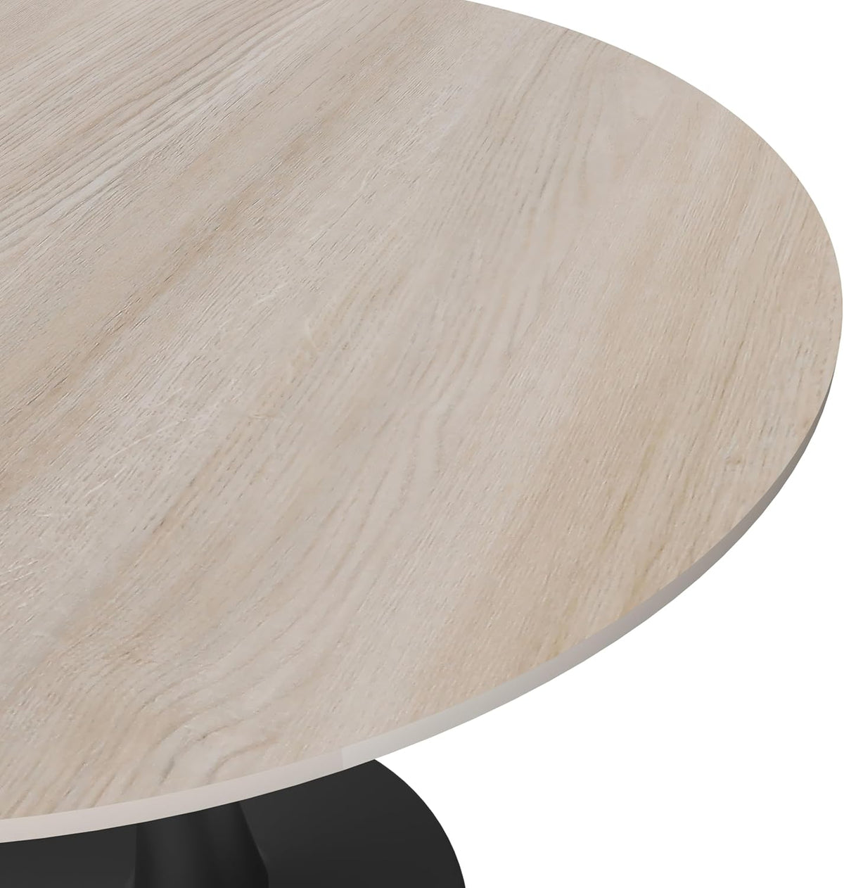 LeisureMod 35" Round Dining Table with Sintered Stone Top – Modern Black Pedestal Base Mid-Century Café Table for Kitchen & Dining Room