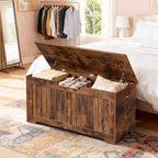 Wooden Storage Chest,30/40 Inch Storage Trunk w/2 Safety Hinges, Storage Bench, Modern Lift Top Chest Box Organizer (Rustic Brown, 40 Lx 15.7 W x19 H Inch)