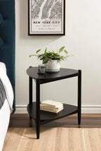 Kate and Laurel Knowlton Modern Tiered Triangle Side Table, 24 x 24 x 24, Black, Transitional Two-Tier Triangular Living Room End Table with Storage for Use as Indoor Plant Stand