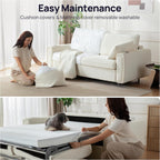 Pull Out Sofa Bed, No Cushion Removal, Queen Sleeper Sofa with USB Fast Charging, Memory Form Mattress, 2-in-1 Convertible Comfy Loveseat Couch Bed for RV, Apartment, and Small Spaces (White)