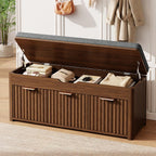 37.4" W Shoe Bench with Storage, Lift Top Entryway Bench, Walnut | 2-Tier Adjustable Shoe Rack with Cushioned Seat, Hidden Storage, Wooden End of Bed Bench for Bedroom, Living Room, Hallway