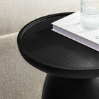 Modway Holloway Solid Mango Wood Side End Table in Black – Contemporary Wooden Accent Table for Living Room – Small Round Plant Stand or Pedestal Drink Table