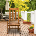 Rocking Chair Wooden Frame Chair Indoor and Outdoor,Outdoor Rocking Chair, Patio Wooden Rocking Chair with Smooth Armrests, High Back for Garden, Balcony, Porch, Supports Up to 352 lbs., Natural