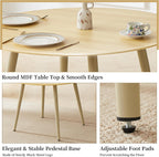 HIPIHOM 43.3 Inch Cream Round Dining Table for 4, Space-Saving Dinette Perfect for Kitchen Dining Living Room(Cream Table)