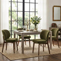 YOUNUOKE Upholstered Dining Chairs Set of 4, Modern Chenille Fabric Dining Room Chair with Wood Legs, Widen Backrest Comfy Armless Side Kitchen Chairs, Green