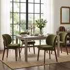 YOUNUOKE Upholstered Dining Chairs Set of 4, Modern Chenille Fabric Dining Room Chair with Wood Legs, Widen Backrest Comfy Armless Side Kitchen Chairs, Green