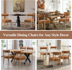 ZJhome Modern Dining Chairs Set of 8 Mid-Century Modern Faux Leather Upholstered Kitchen & Dining Room Chairs with Curved Back, Oversized Rounded Seat, Sturdy Wood Frame, Brown