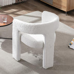 HNY Modern Barrel Kitchen & Dining Room Chair, Sherpa Upholstered Accent Chair with Arm, 18.5'' Wide Side Armchairs Vanity Chairs for Living Room Bedroom Makeup Small Spaces, White