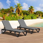 Domi Aluminum Pool Lounge Chair Outdoor Set of 2 Chaise Lounge Outdoor | Grey, Wheels, Adjustable, Textilene, All Weather, Poolside, Backyard, Patio, Deck, Outside