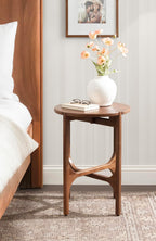 Kate and Laurel Kroscove Modern Geometric Mango Wood Round Side Table, 18 x 18 x 24, Walnut Brown, Transitional Wood End Table for Use as Bedroom Nightstand or Living Room Decor Piece