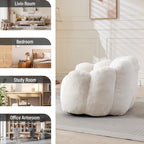 Bean Bag Chair for Adults, Floral Shaped Bean Bag Single Sofa, Ultra Soft Faux Fur Floor Sofa, Oversize Reading Chair for Living Room,Bedroom, Study, Beige,