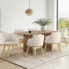 KISLOT Wooden Dining Chairs Set of 2, Faux Leather Upholstered Modern Dining Room Chairs with Barrel Backrest & Double-Layer Thick Cushion for Living Room, Restaurant, Kitchen and Café, Beige