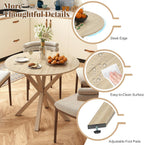Giantex 36" Round Dining Table for 4, Farmhouse Kitchen Table with Rubber Wood Legs, Adjustable Foot Pads, Dining Room Tables for Dinette, Small Space, Dinner, Living Room, Restaurant, Oak