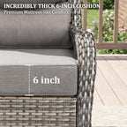 Luxury Swivel Rocker Chairs Fire Pit Set with 6" Thick Cushion 7 piece Wicker Outdoor Patio Chair with Sofa and Ottoman,Comfortable High Back Outdoor Patio Furniture Set - Gery | Gery