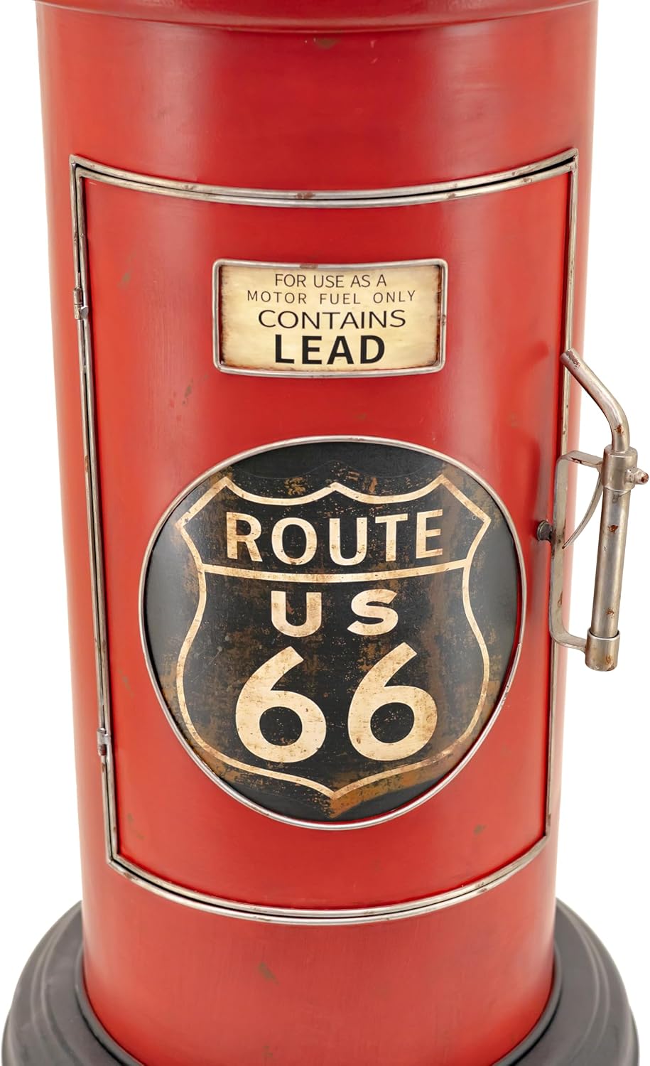 Zaer Ltd. Vintage Style Gas Pump Wine Rack with LED Light Accents, Route 66 Design, 70.5" Tall Metal Storage Display Cabinet, Red