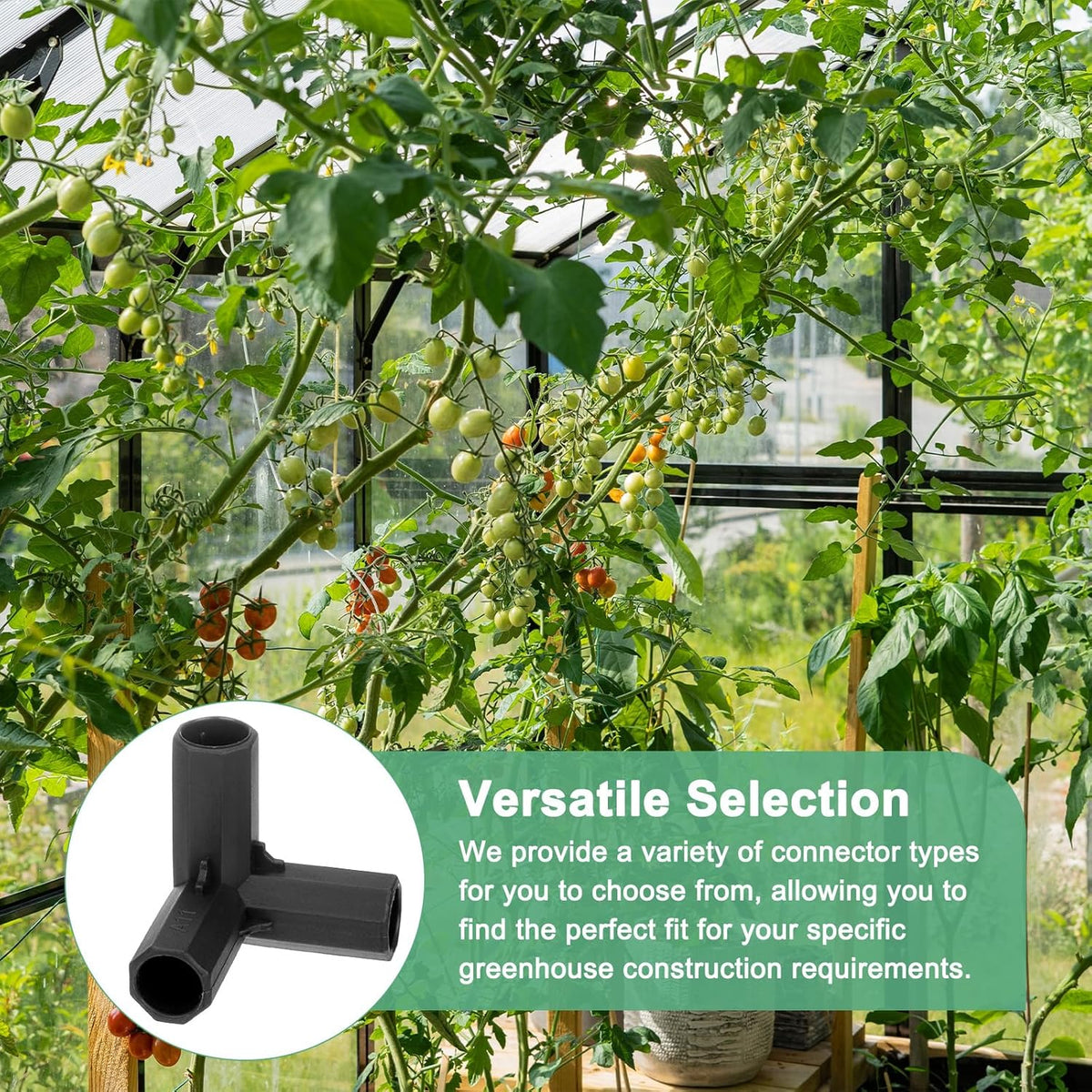 4 Pcs 11mm Greenhouse Frame Building Connectors, 3 Way Right Angle Pipe Fitting for Grape Trellis/Sunscreen Shed/Gardening Plant Stakes, Greenhouse Accessories [Black]