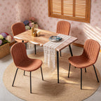 Dining Table Set for 4 with Brown PU Leather Chairs, Mid-Century Modern Rectangle Coffee Table,Kitchen Table and Chairs Set of 4, Perfect for Small Apartment, Home, Dining Room, Breakfast Nook