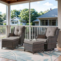 Belord Outdoor Swivel Chairs Set of 2,Patio Wicker Rocker Chairs with Ottomans, All Weather Patio Conversation Furniture Set, Ideal for Porch Balcony Deck Yard, Brown Wicker/Gray