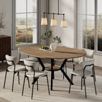 42"-58" Extendable Round Dining Table for 4-6, Kitchen Oval Table with Built-in Flip Leaf & Storage Shelf, Space Saving Modern Design with Sturdy Metal Legs for Kitchen, Living Room & Small Apartments