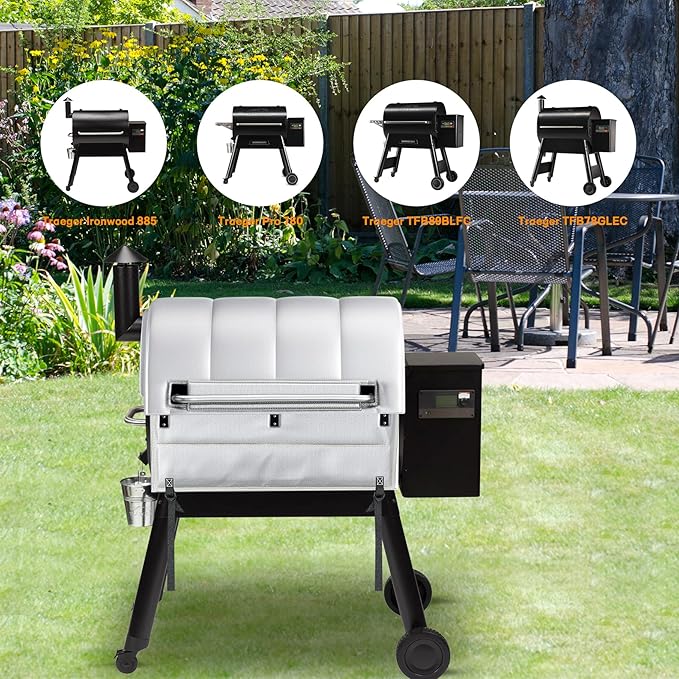 Insulation Blanket for Traeger Pro 780 Series TFB78GZEC TFB78GLEC and Ironwood 885 Series TFB89BLFC Wood Pellet Smoker Grill,BAC627 Pro 780 Insulation Blanket Grill Accessory for Winter Smoking,Silver