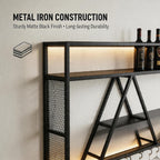 SEIFE Wall Mounted Bar Shelves with LED Lights, 3-Tier Industrial Metal Liquor Bottle Display Shelf with Wine Glass Rack, Floating Bar Cabinet for Home, Kitchen, Living Room(Gold,39.3in/100cm)